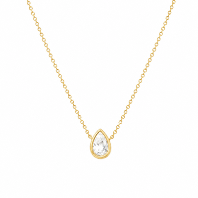 Foto Colar Moissanite Gota 0,5CT na Prata 925 com Banho de Ouro 18K