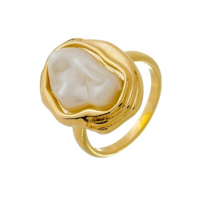 Foto Anel com Madrepérola Orgânica em Dourado