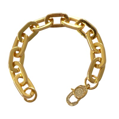 Foto Pulseira Elos Longos e Chatos Fecho Cravejado