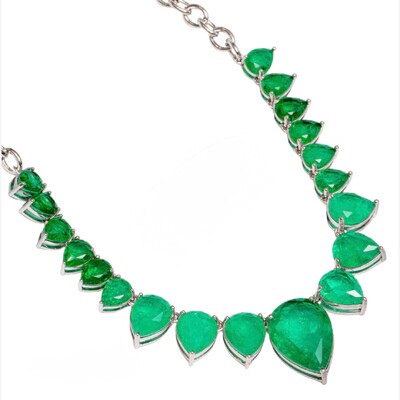 Foto Colar Elos Gotas Decrescentes Colors em Ródio