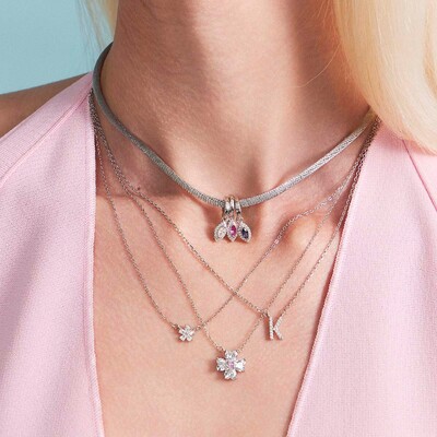 FotoColar Flor de Zircônia na Prata 925