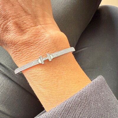 FotoBracelete H Cravejado com Zircônias em Ródio