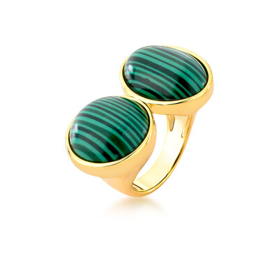 Foto Anel 2 Peças Malaquita em Dourado