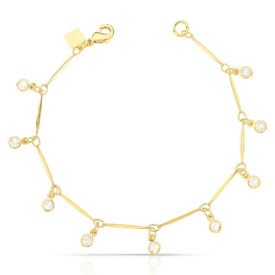 Foto Pulseira Fininha com Pontos de Luz Pendurados em Dourado