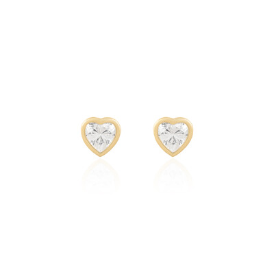 Foto Brinco Coração com Zircônia Garra Inglesa em Dourado