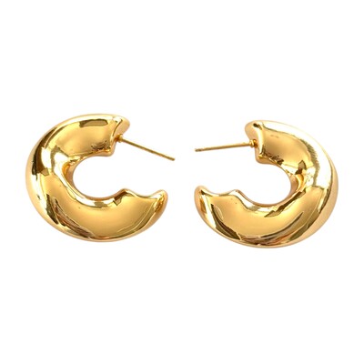 Foto Brinco Argola Amassada em Dourado