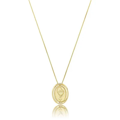 FotoColar com Pingente Oval N Sra Aparecida com Zircônias em Dourado