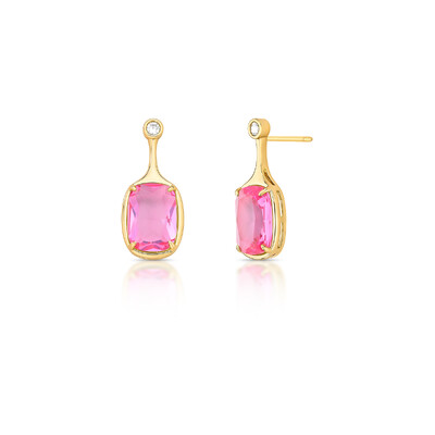 Foto Brinco Morganita Pink com Zircônia em Dourado