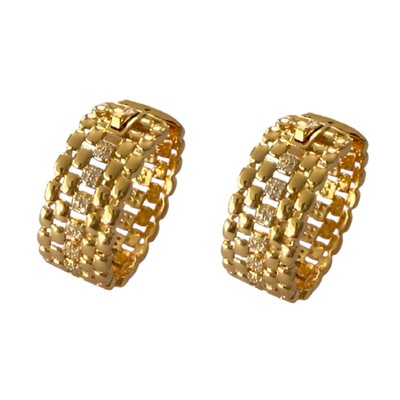 Foto Brinco Argola Esteira Larga com Zircônias em Dourado