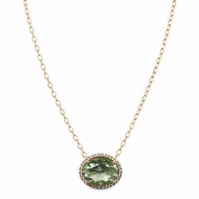 Foto Colar Pingente Oval Acquamarine em Dourado