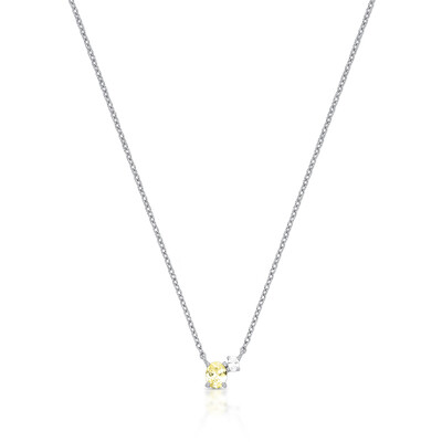 Foto Colar Citrino Oval e Ponto de Luz de Zircônia em Prata 925