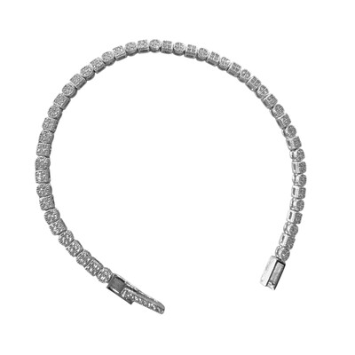 Foto Pulseira Riviera Quadradinha com Zircônias em Prata 925