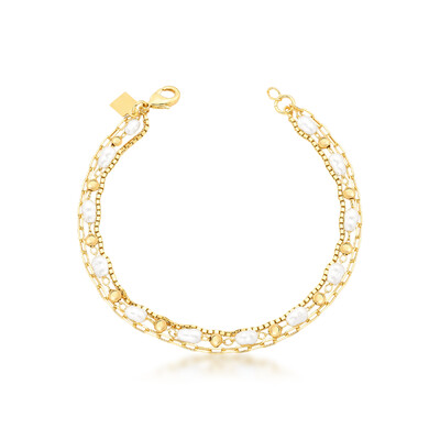 Foto Pulseira Tripla Perolinha, Cartier e Veneziana em Dourado