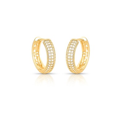 Foto Brinco Argola M Cravejada com Zircônias em Dourado