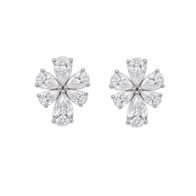 Foto Brinco Flor Gotas em Moissanite 5,44 ct – Prata 925