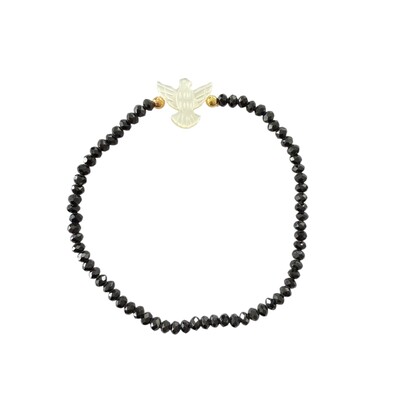 Foto Pulseira Cristal Silicone com Espírito Santo em Madrepérola com Dourado