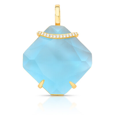 Foto Pingente Quadrado Grande de Pedra com Zircônias em Dourado