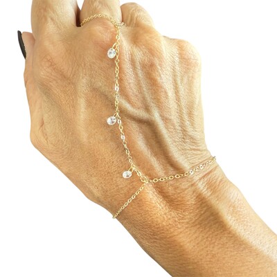 FotoStrap Hand com Cristais em Dourado