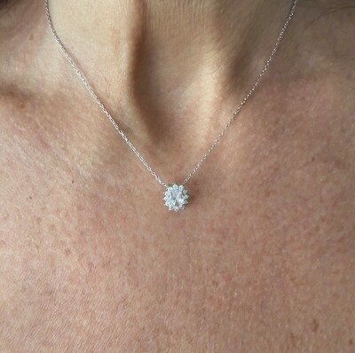 FotoColar com Pingente Oval Princesa com Zircônias em Ródio