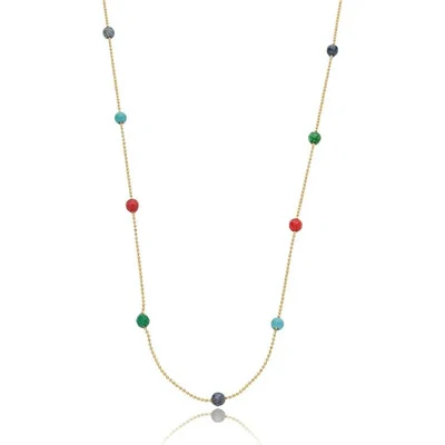 Foto Colar Longo com Pedras Naturais em Dourado