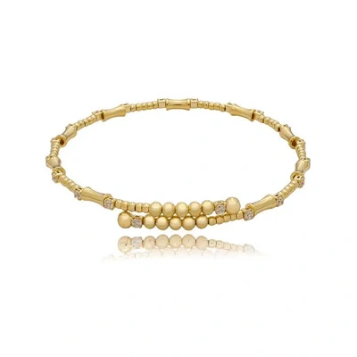 Foto Bracelete Bambu Fino com Zircônias em Dourado