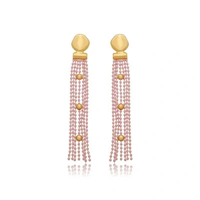 Foto Brinco Franja Bolinhas Esmaltadas em Dourado