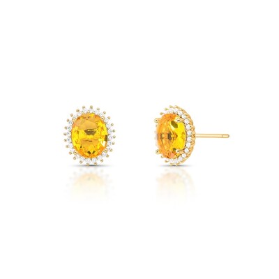 Foto Brinco Morganita Oval com Zircônias em Dourado