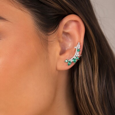 Foto Brinco Earcuff com Zircônias Colors em Rodio
