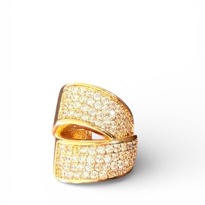 Foto Piercing Fake Duplo Cravejado com Zircônias em Dourado