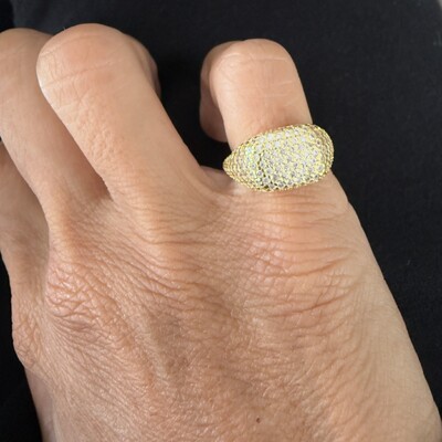 FotoAnel Quadrado Cravejado com Zircônias em Dourado