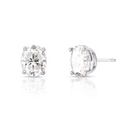 Foto Brinco Moissanite Oval 10MM 3 CT em Prata 925