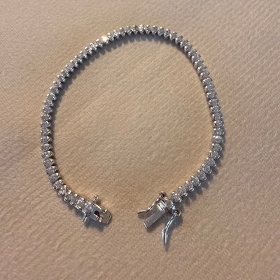 FotoPulseira Riviera Zircônias em Baguetes na Prata 925