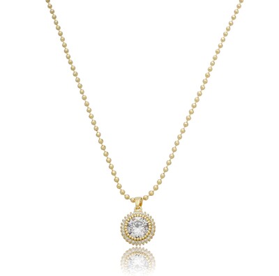 Foto Colar Bolinhas com Pingente Zircônias em Dourado