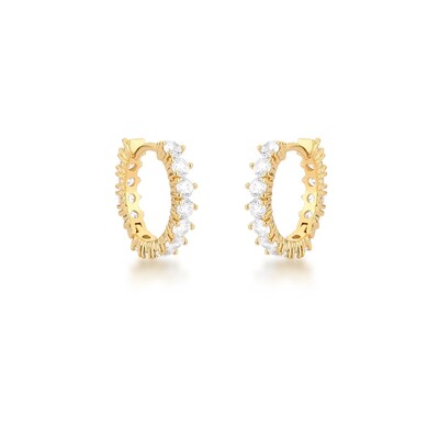 Foto Brinco Argolinha Toda Cravejada com Zircônias em Dourado