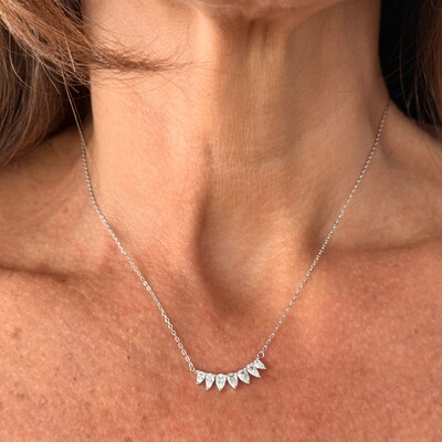 FotoColar com 7 Navetes de Zircônias em Prata 925