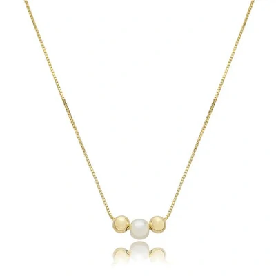 Foto Colar com 2 Bolinhas Douradas e 1 Perolinha em Dourado