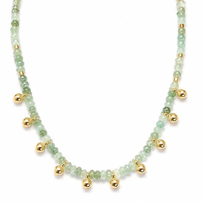 Foto Colar Jade com Bolinhas em Dourado
