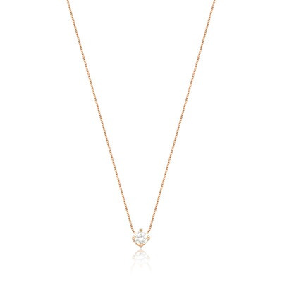 Foto Colar com Ponto de Luz de Zircônia Quadrada em Dourado