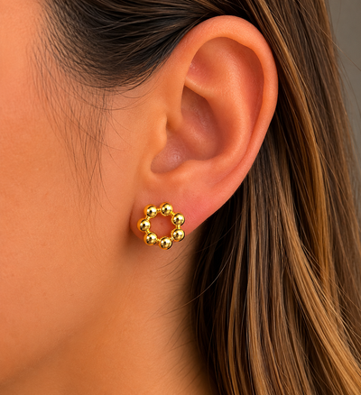 FotoBrinco Círculo Bolinhas em Dourado