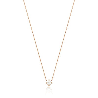 Foto Colar Solitário Zircônia Quadrada em Dourado