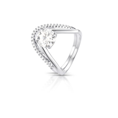 Foto Anel Bico Moissanite 6 mm em Prata 925 com Certificação GRA