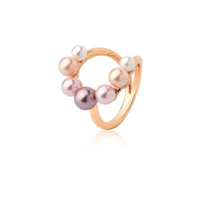 Foto Anel Aberto com Pérolas Em Shell em Dourado