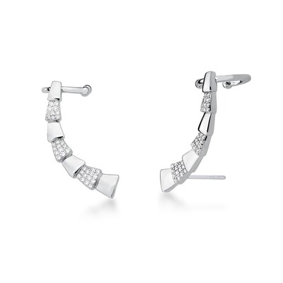 Foto Brinco Earcuff Cobra Liso e Cravejado em Ródio