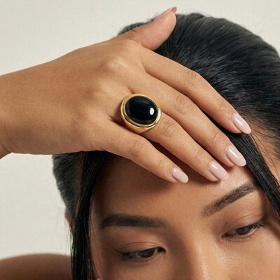 FotoAnel Onix Oval em Dourado