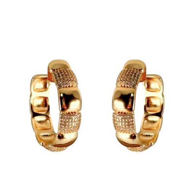 Foto Brinco Argola Quadrados Lisos e Cravejados com Zircônias em Dourado