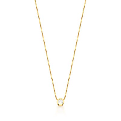 Foto Colar Solitário Zircônia Caixa Inglesa em Dourado