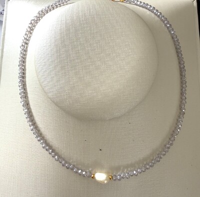 Foto Colar Chokker Cristal Colors com Pérola em Dourado