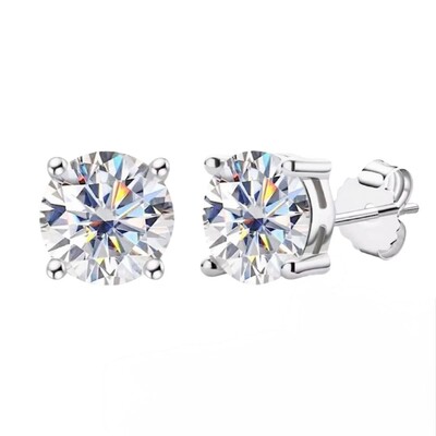 Foto Brinco Moissanite 7,5MM 3,0CT em Prata 925