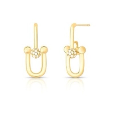 Foto Brinco Clips c Bolinha Cravejada com Zircônias em Dourado