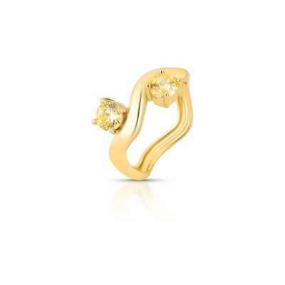 Foto Anel Onda Luso com 2 Citrinos em Dourado